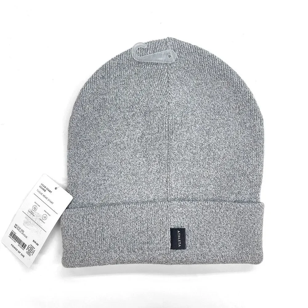 Athleta Head Start Beanie One Size New $39 Heather Gray Winter Stocking Hat Cap